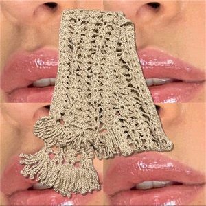 Handmade straw gold crochet scarf